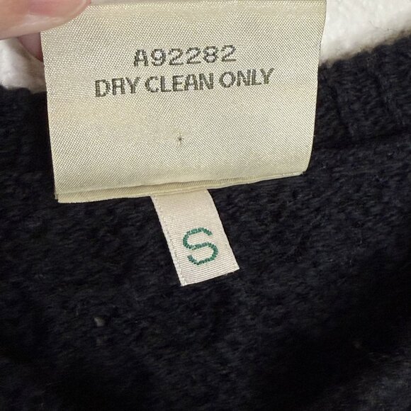 Kilronan Knitwear Black Cable Knit Merino Wool Sweater, S - Picture 8 of 9